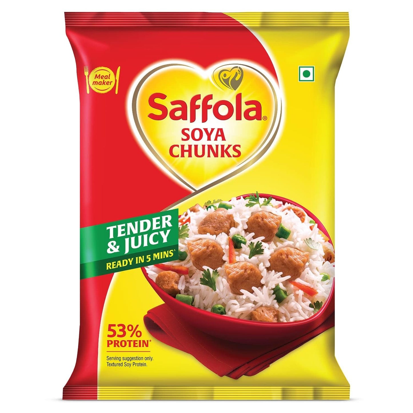 Saffola Soya Chunks, Tender & Juicy, 53% Protein, 1kg