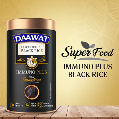 Daawat Black Rice Immuno Plus 1KG Pack - Superfood with High Protein, Rich Antioxidants, Minerals & Low Fat - Whole Grain