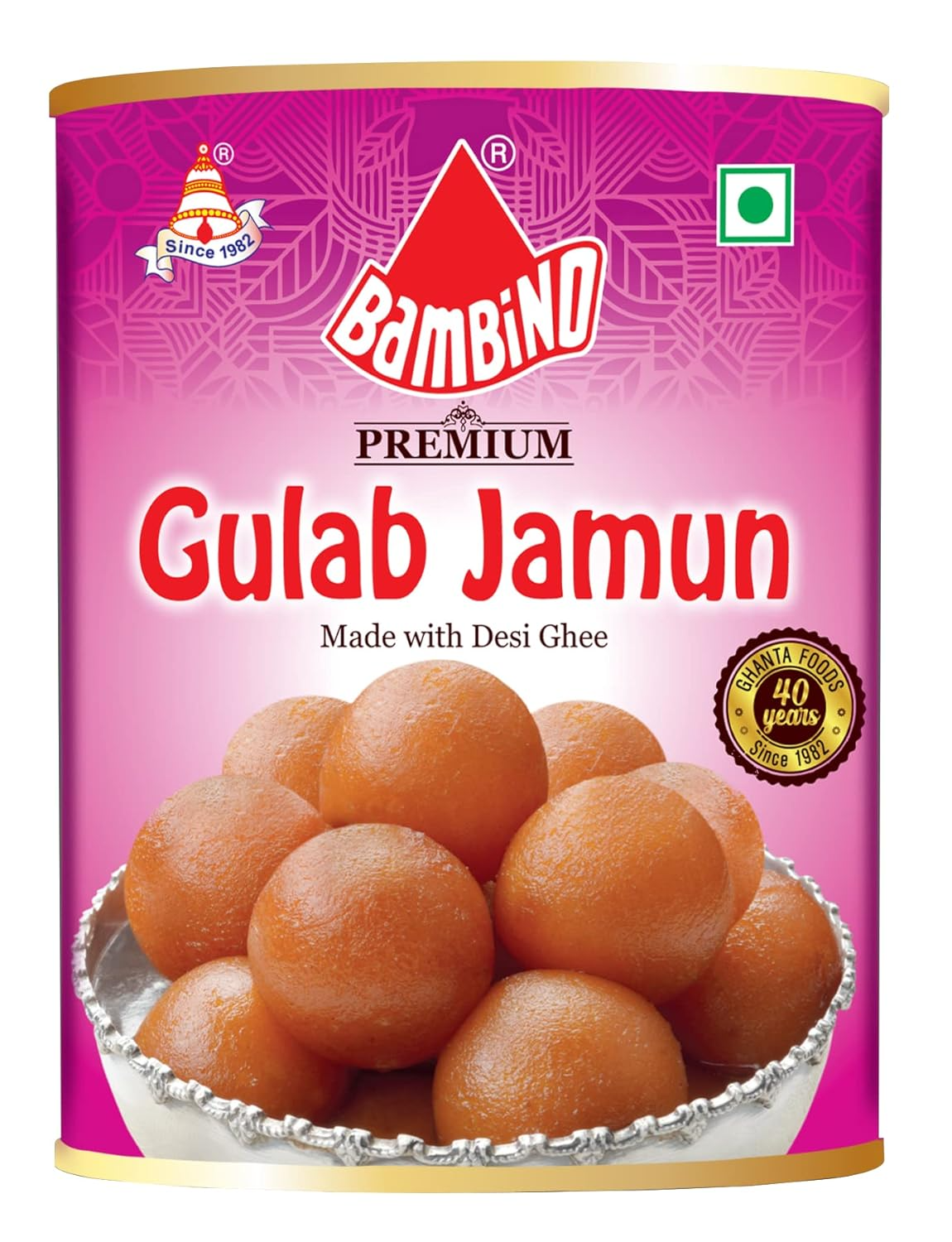 Bambino Premium Gulab Jamun Each Tin 1 Kg - Pack of 2