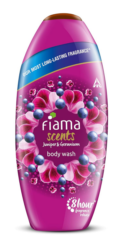 Fiama Scents Body Wash Shower Gel Juniper & Geranium, 250ml, Body Wash for Women & Men with Skin Conditioners|