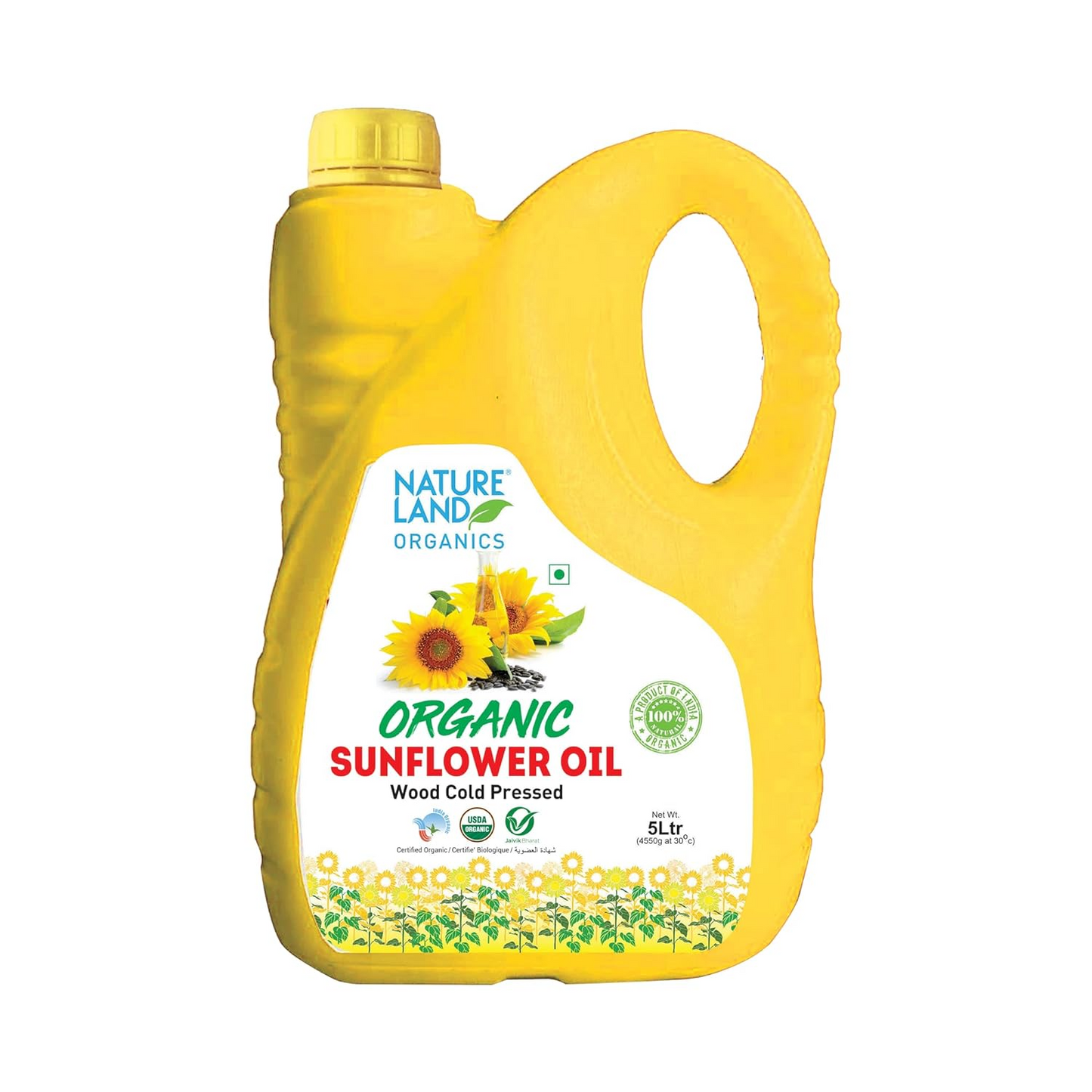 Natureland Organics Sunflower Oil 5 Ltr - Cold Pressed