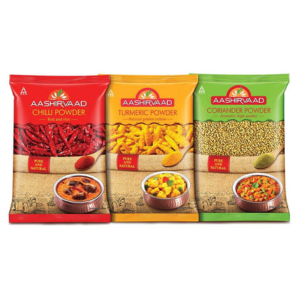 Aashirvaad Spices Combo Pack (Chilli  Powder 200g ,Turmeric Powder  200g ,Coriander 200g)