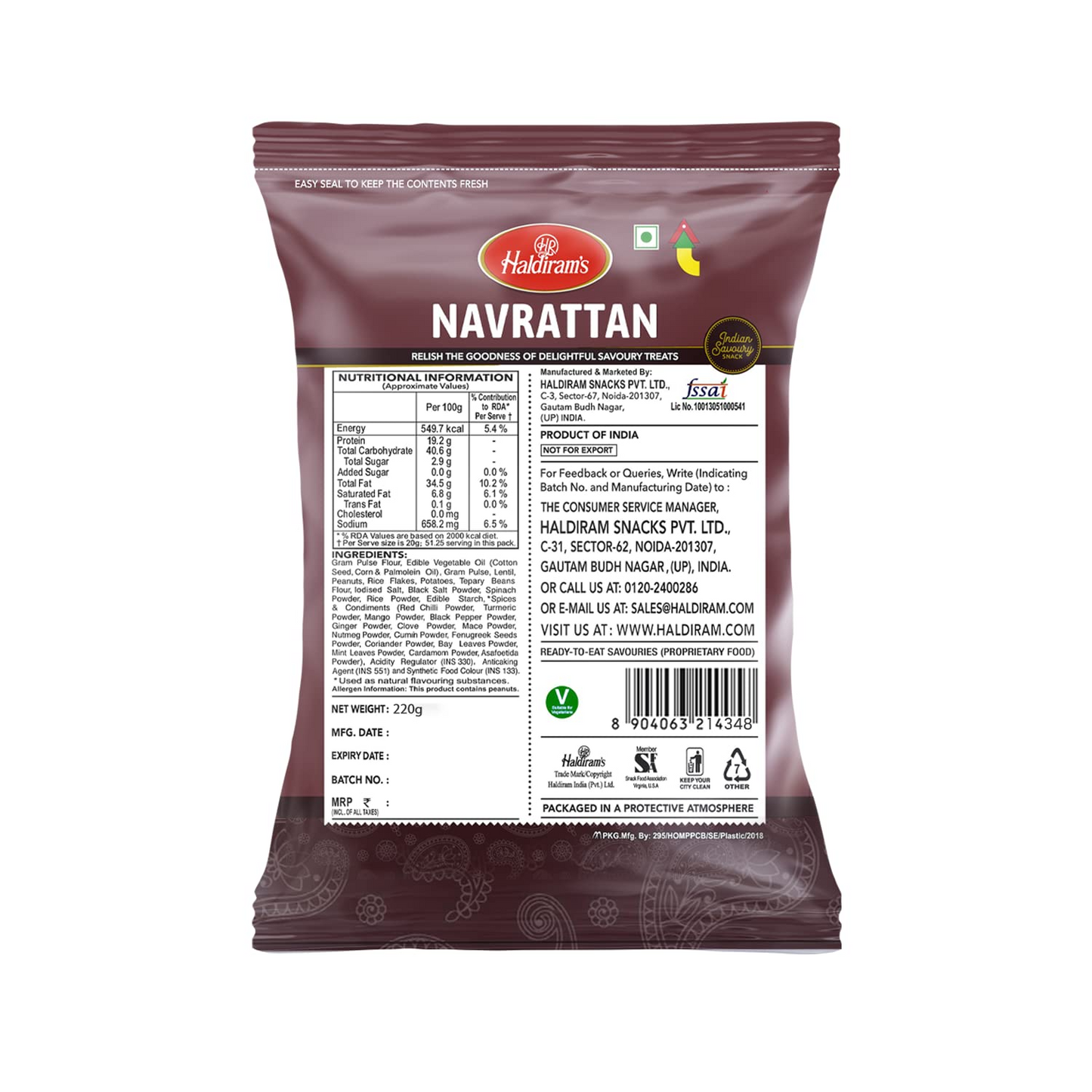 Haldiram's Namkeen - Navrattan, 200g + 20g