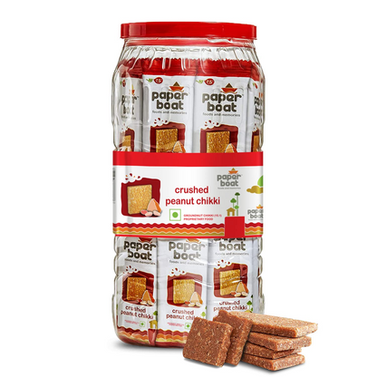 Paper Boat Crushed Peanut Chikki Jar, No Added Preservatives and Colours | Gajak | Sweets | Made with Jaggery | Gazak (50 pieces, 16g each)