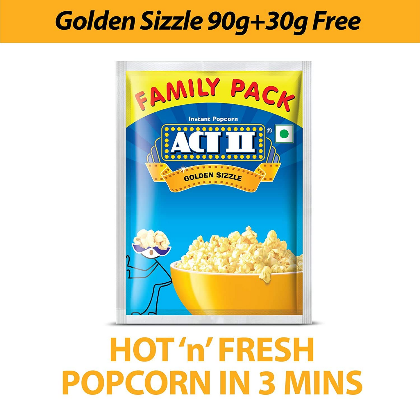 ACT II Instant Golden Sizzle Popcorn, (90 + 30 gm)120g