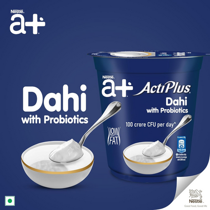 Nestle a+ Actiplus Dahi, 380 g Cup| Probiotic Curd