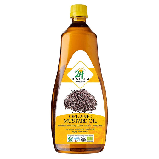 24 Mantra Organic Unrefined Mustard Oil/Sarson Oil/Avanune - 1 L | Pack of 1 | 100% Organic |