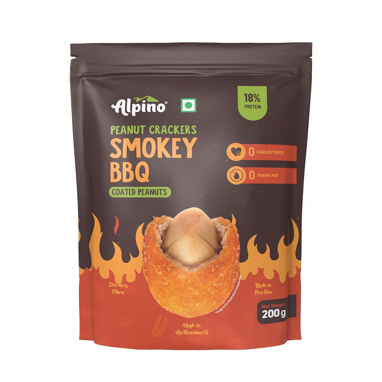 Alpino Peanut Crackers Smokey BBQ 200g - Made with Roasted Peanuts & Barbeque Seasoning