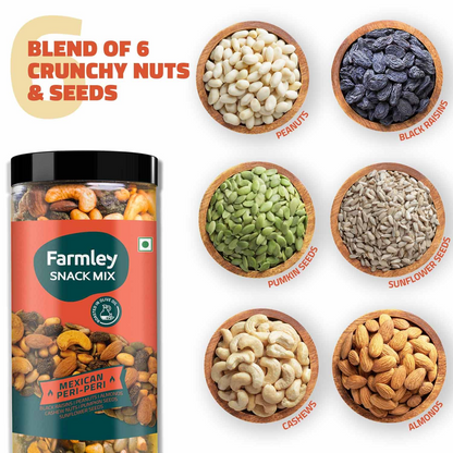 Farmley Snack Mix | 405g | 6 Superfoods in 1 Mix | Almonds, Dry Fruits, Pumpkin Seeds, Cashew, Sunflower Seeds, Peanuts |