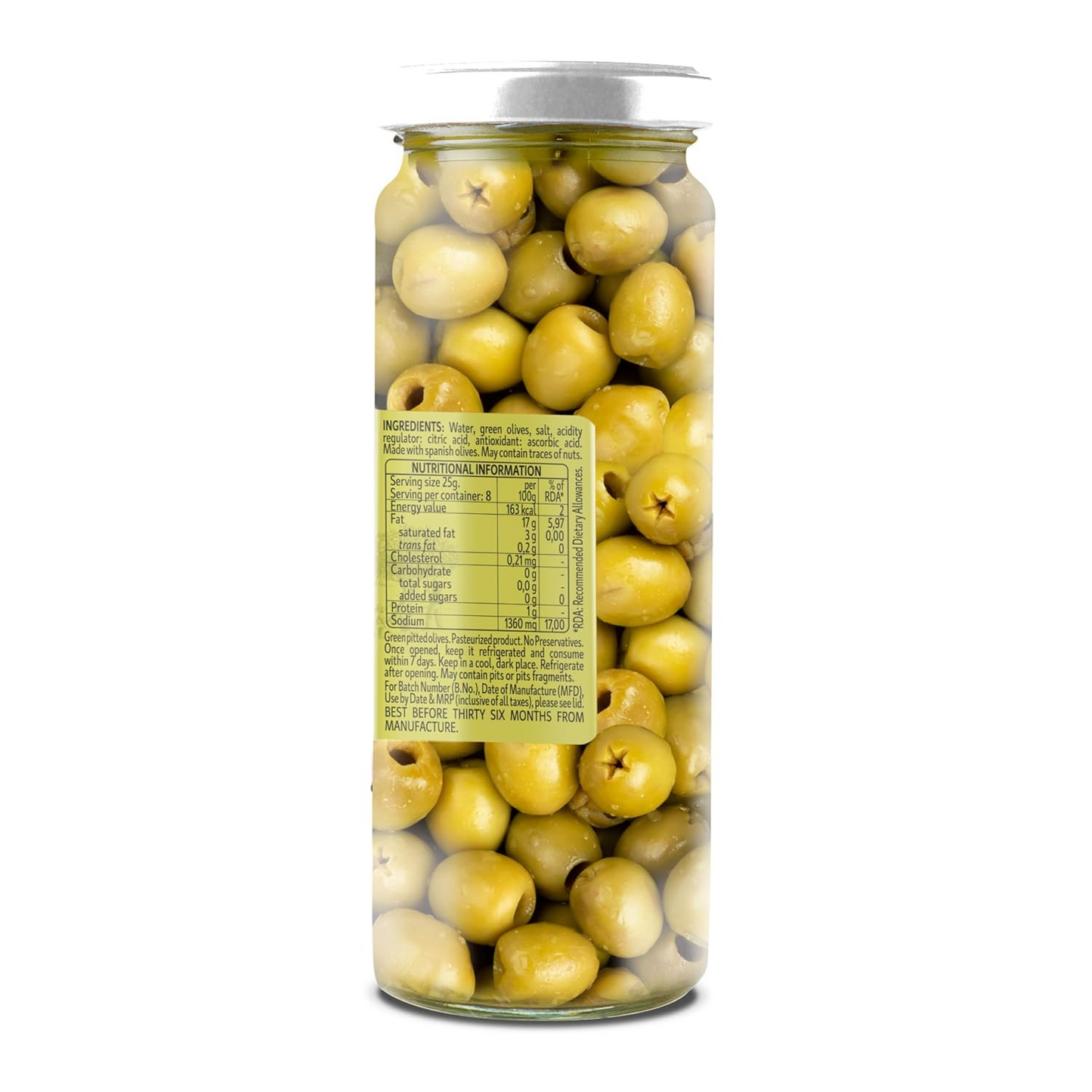 Borges Green Pitted Olives, 450g