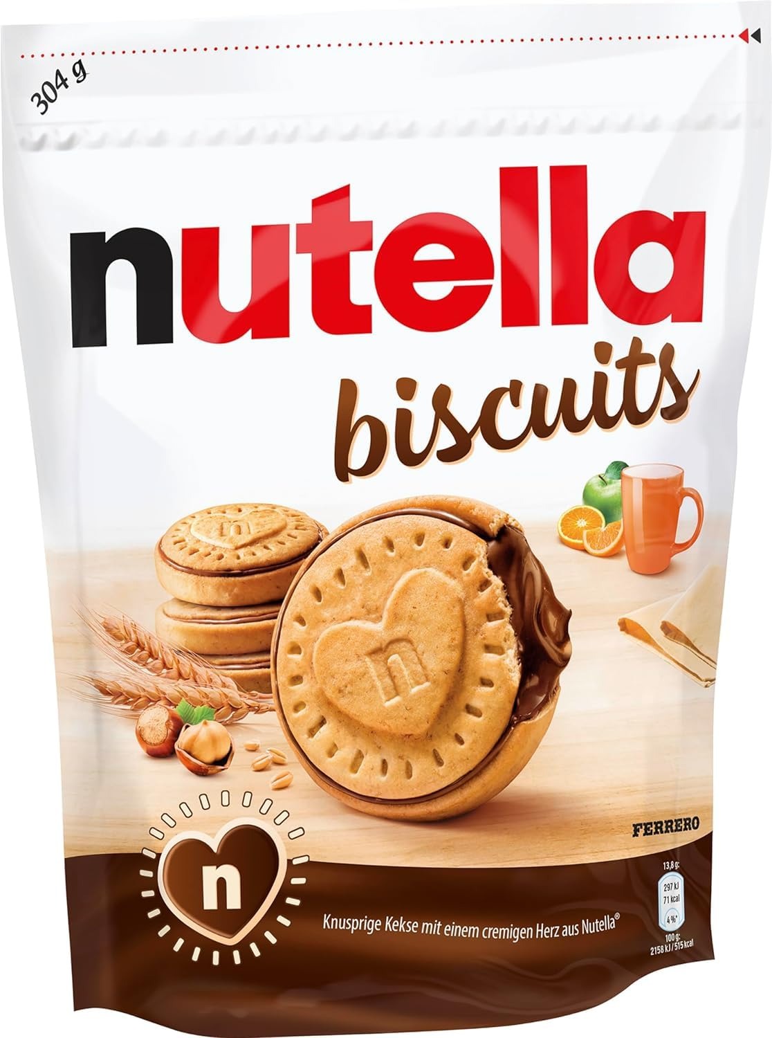 Nutella Ferrero Biscuits, 304g, White & Brown (1)