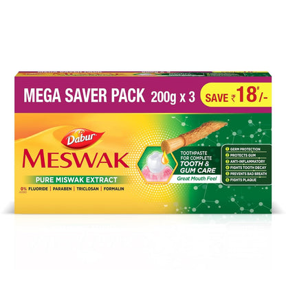 Dabur Meswak Complete Oral Care Toothpaste - 600g (200gx 3, Pack of 3)