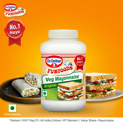 Dr. Oetker FunFoods Veg Mayonnaise, 500 grams, 100% Veg, Trans Fat Free