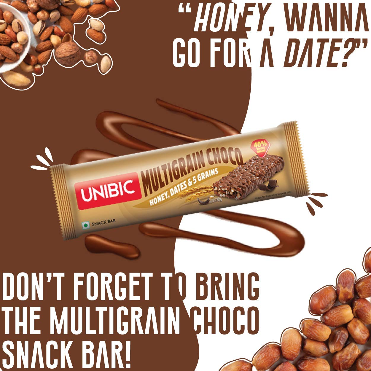 Unibic Snack bar Multigrain Choco 360g Pack of 12, 360g