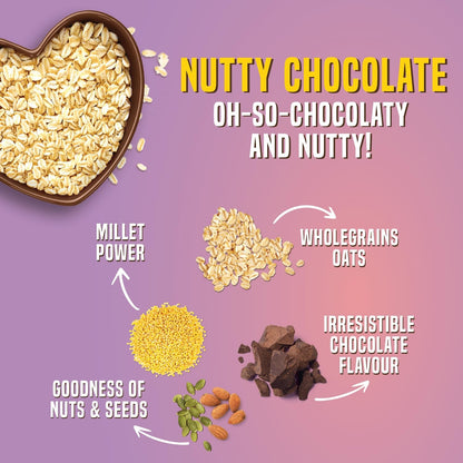 Saffola Oats with Nutty Chocolate, Chocolate Flavoured Oats with High Fibre, Anytime Snack, 400g