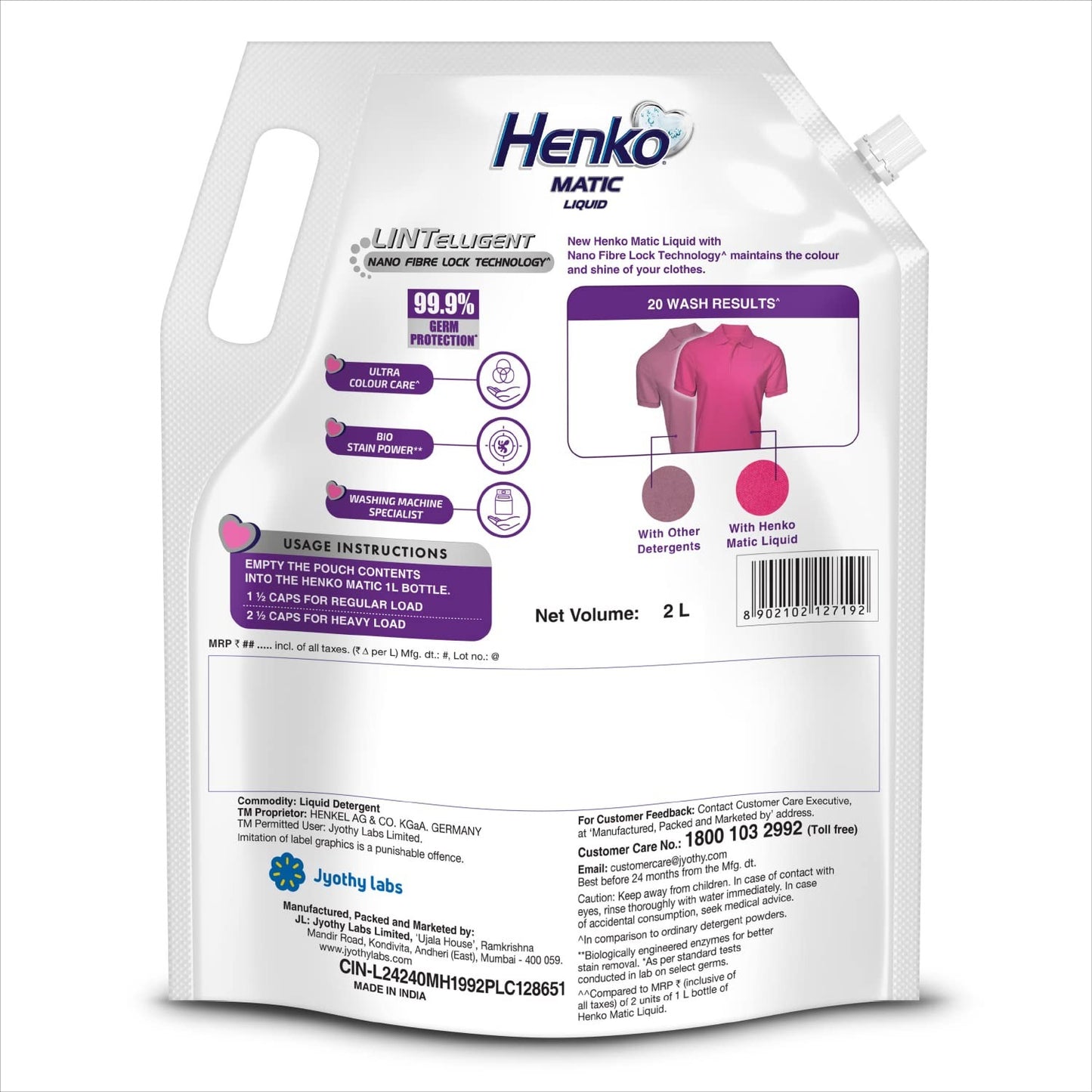 Henko Matic Liquid Top Load Refill Pouch - 2L