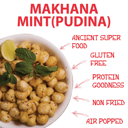 Bagrry's Makhana, Foxnut 100gm Jar | Mint & Pudhina Flavour | Gluten Free | Non-Fried | Air Popped | Healthy Super Food | Calcium Rich