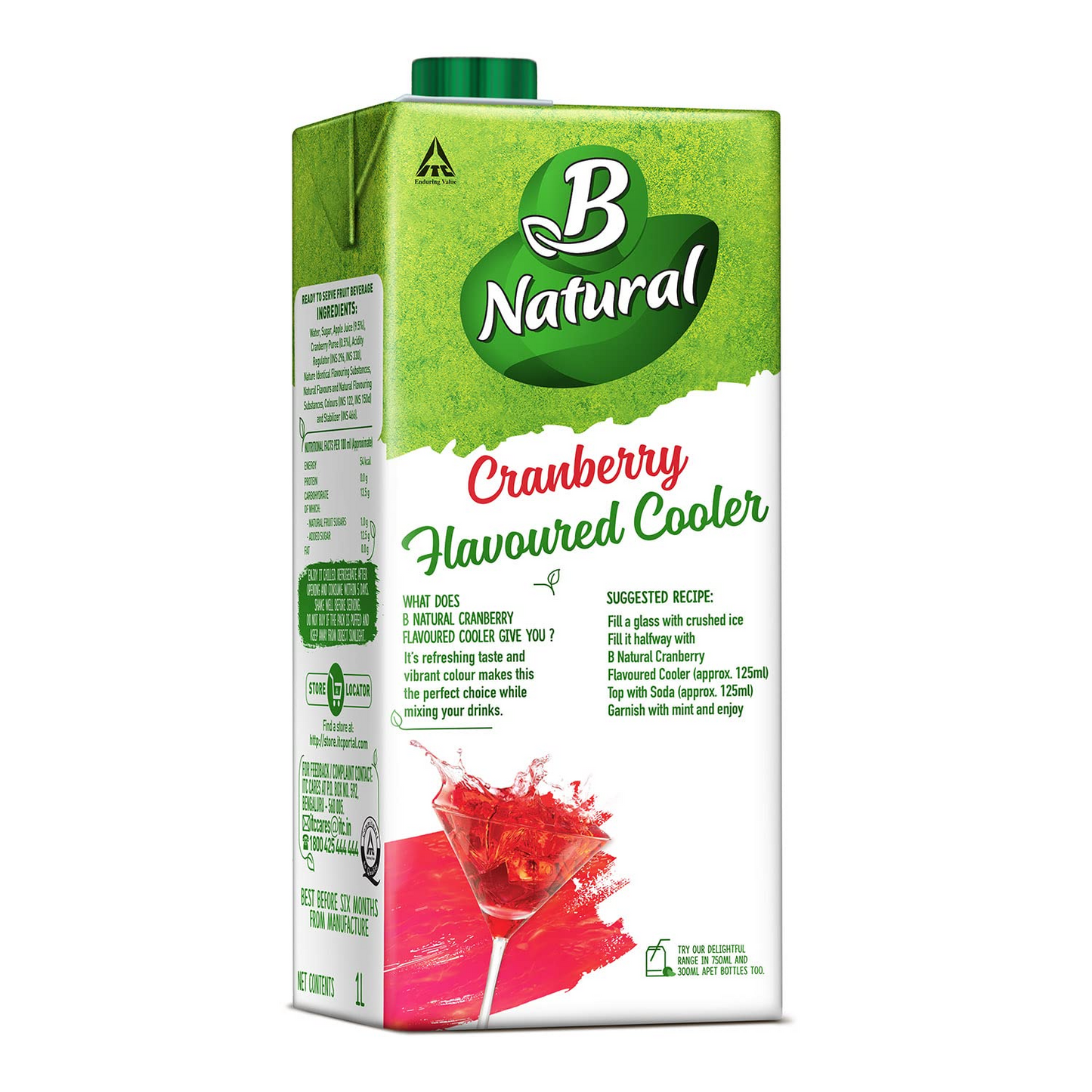 B Natural Cranberry Flavoured Cooler, 1L