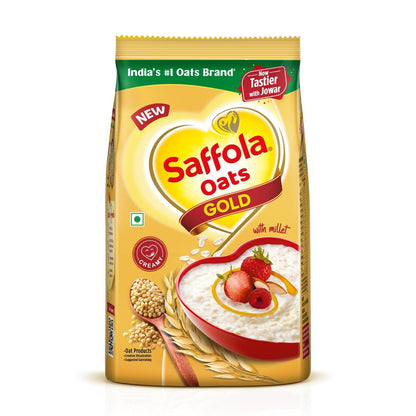 Saffola Oats Gold, Rolled Oats with Millet | High Protein & Fibre | Healthy Cereal for weight loss | 400g