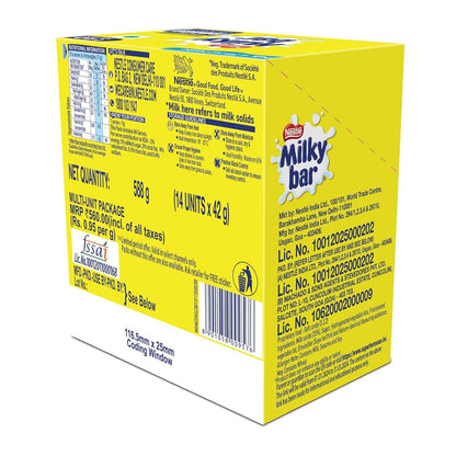 MILKYBAR Nestle Milkybar Tablet, Made With Milk , Yummy & Creamy Treat, 588 G (14 Units X 42 Grams)