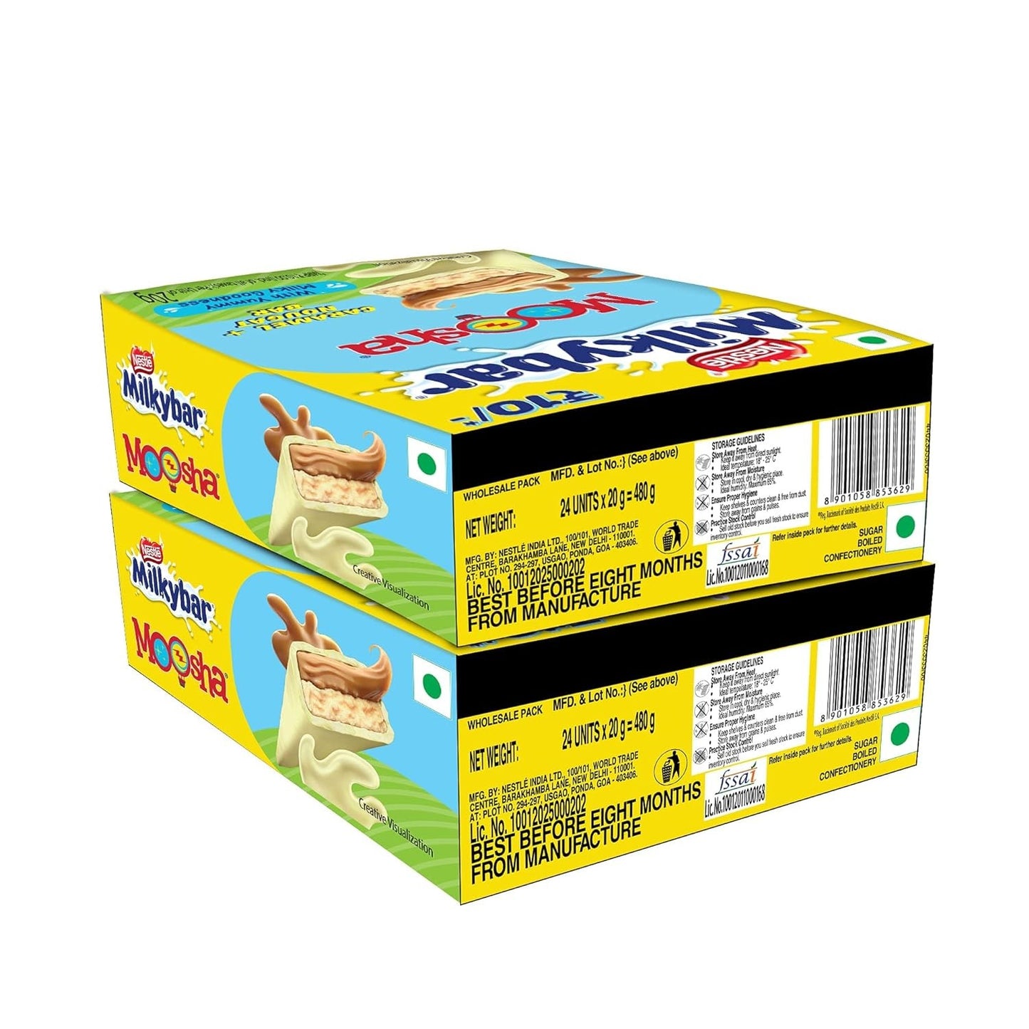 Nestle Milkybar Moosha Caramel + Nougat Bar- 18 gram Each (Pack of 48 Units), 864 gram Box