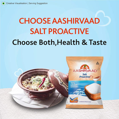 Aashirvaad Salt Proactive, 1kg Pack, Sodium - Reduced diet for Blood Pressure Management and Active Life