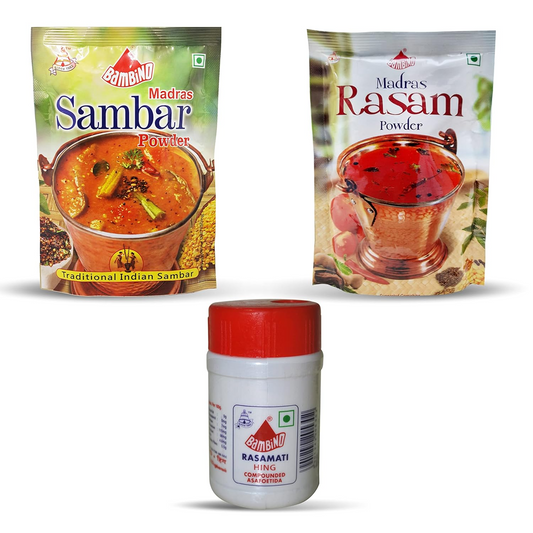 Bambino Combo Spices of Madras Rasam Powder 100gms I Madras Sambar Powder 100gms I Chennai Hing 40gms