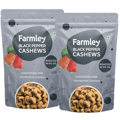 Farmley Premium Roasted Dry Nut Cashew Snacks Pack of 2, 160g Each | Rich in Protein | Crunchy & Delicious (Black Pepper, 320 g)