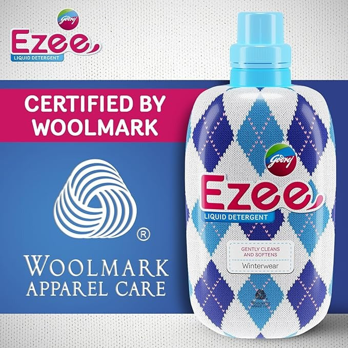 Godrej Ezee Liquid Detergent - Winterwear, No Soda Formula, 2kgs (1 bottle & 1 refill)