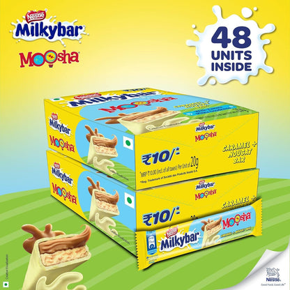 Nestle Milkybar Moosha Caramel + Nougat Bar- 18 gram Each (Pack of 48 Units), 864 gram Box