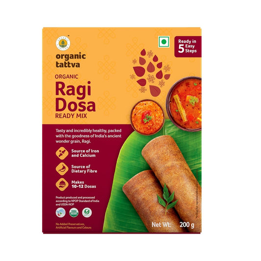 Organic Tattva, Organic Ragi Dosa Instant Ready Mix 200 Gram | Rich Source of Iron, Calcium and Dietary Fiber | Gluten Free