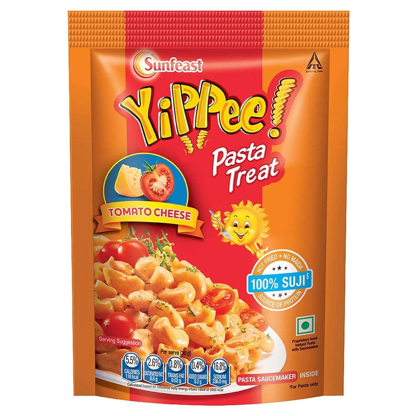 Sunfeast YiPPee! Vegetarian Pasta Treat | Cheesy and Soft Suji, Rawa Pasta | Tomato Cheese | 65 grams Pack