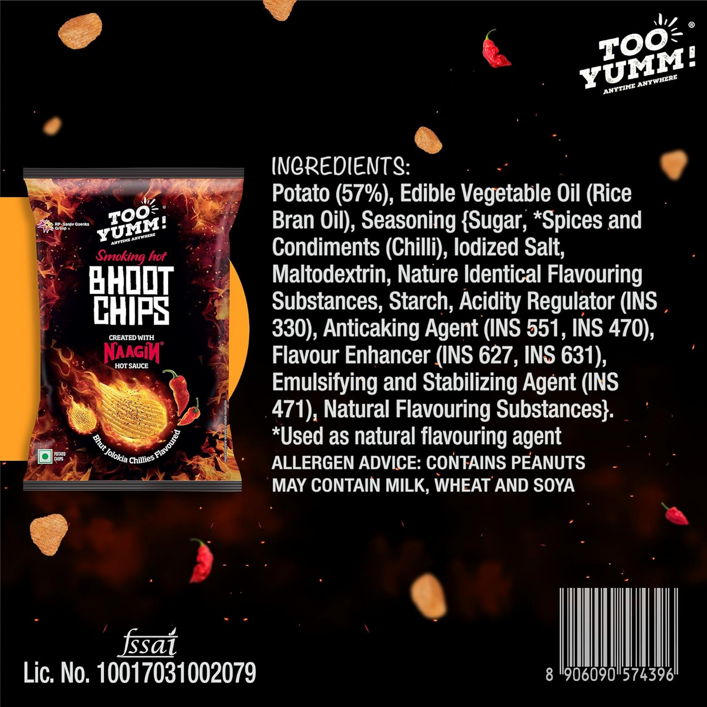 Too Yumm! Bhoot Chips | Created With Naagin Hot Sauce | Tasty & Spicy | Bhut Jolokia Chillies | Potato Chips | 90g