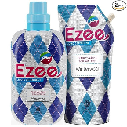 Godrej Ezee Liquid Detergent - Winterwear, No Soda Formula, 2kgs (1 bottle & 1 refill)