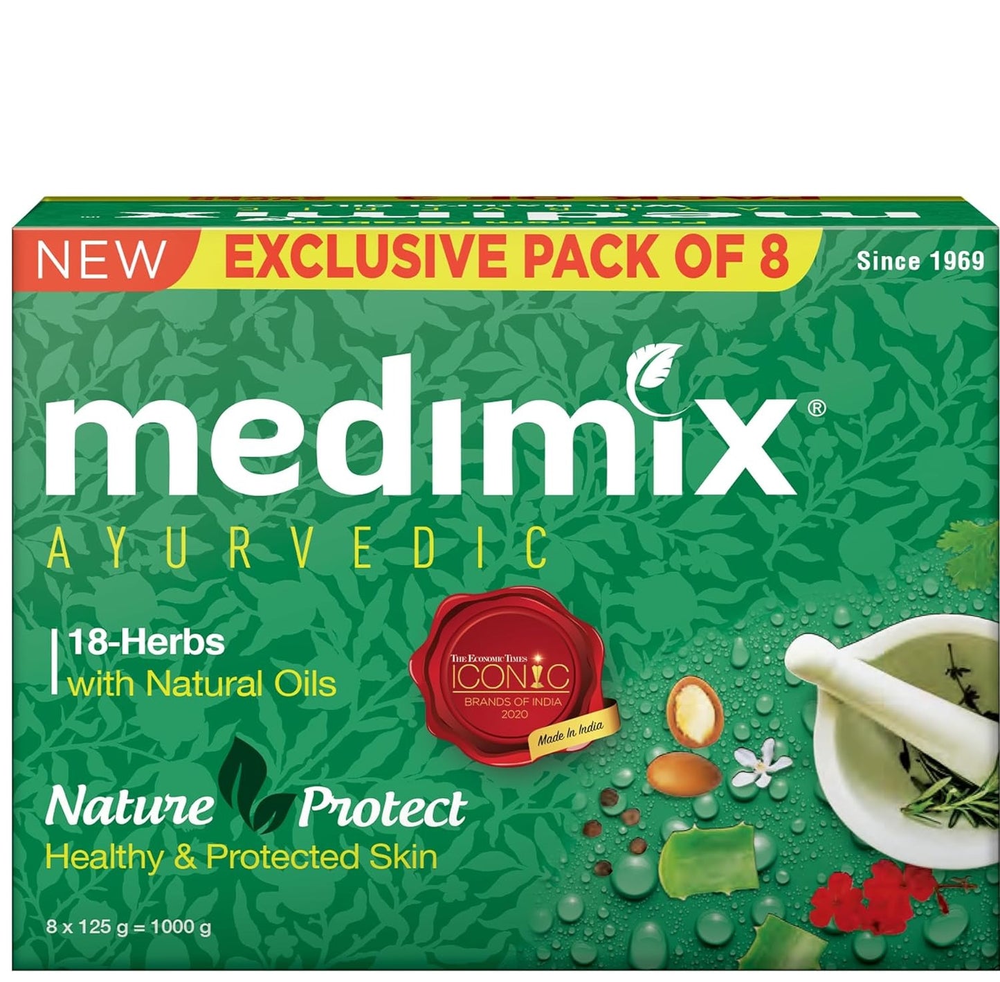 Medimix Ayurvedic Classic 18 Herbs Bathing Soap 125g (Combo Pack of 8)