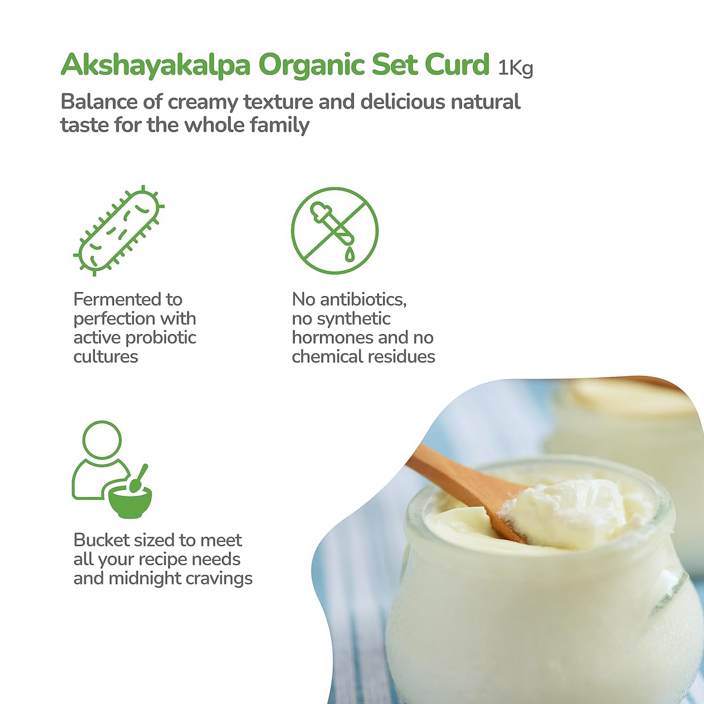 Akshayakalpa-Artisanal Organic Set Curd, 1KG - Tub