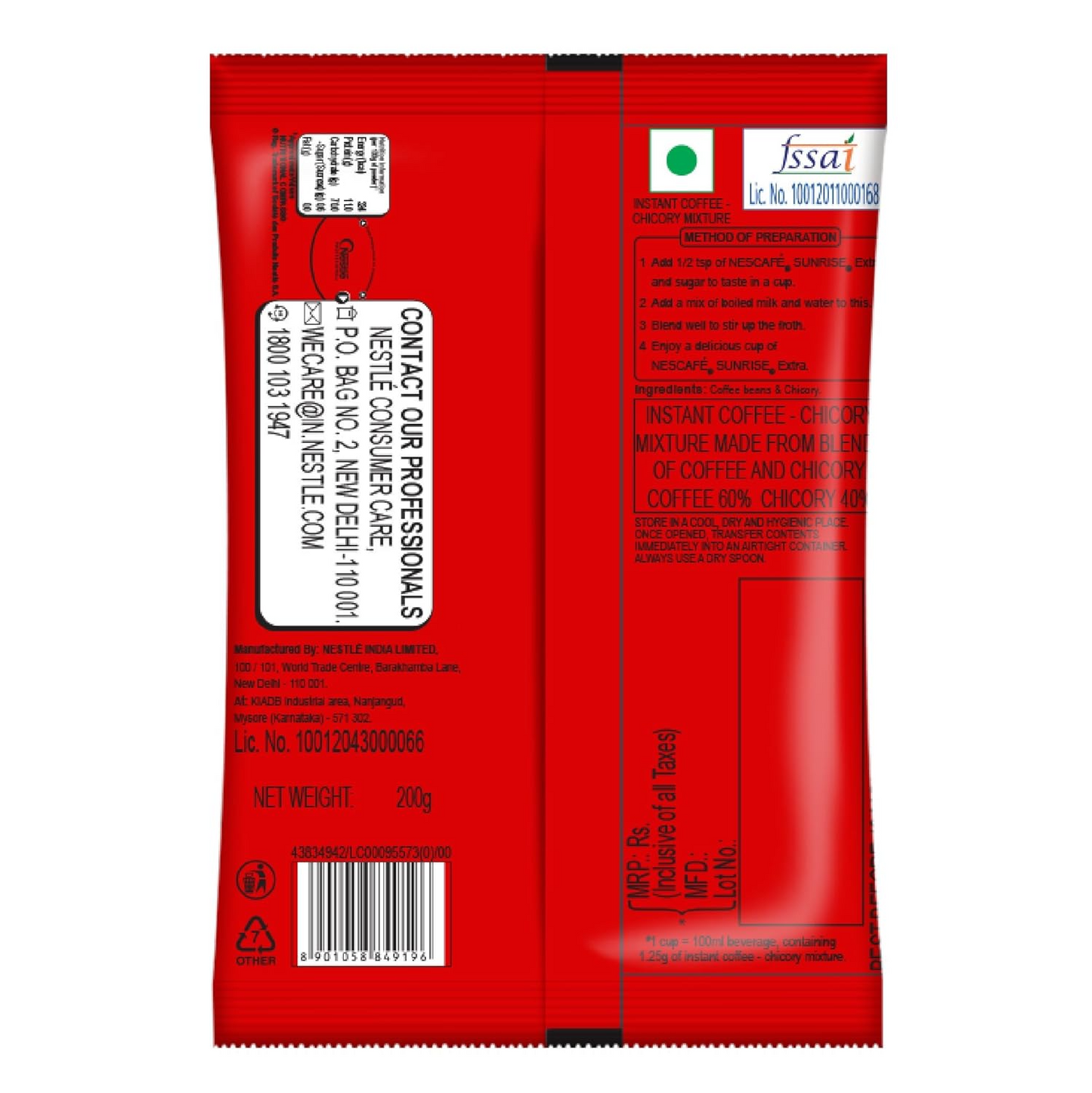 NESCAFE SUNRISE Extra Sachet, 5 x 200 g