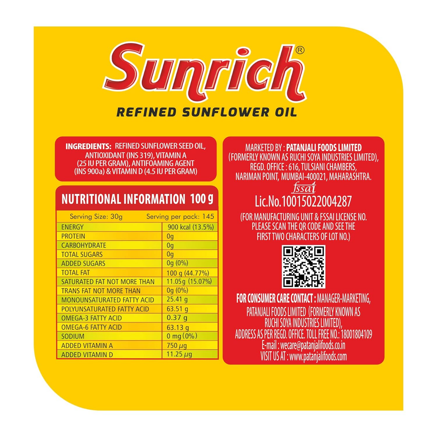 Sunrich Sunflower Oil Jar,5 L