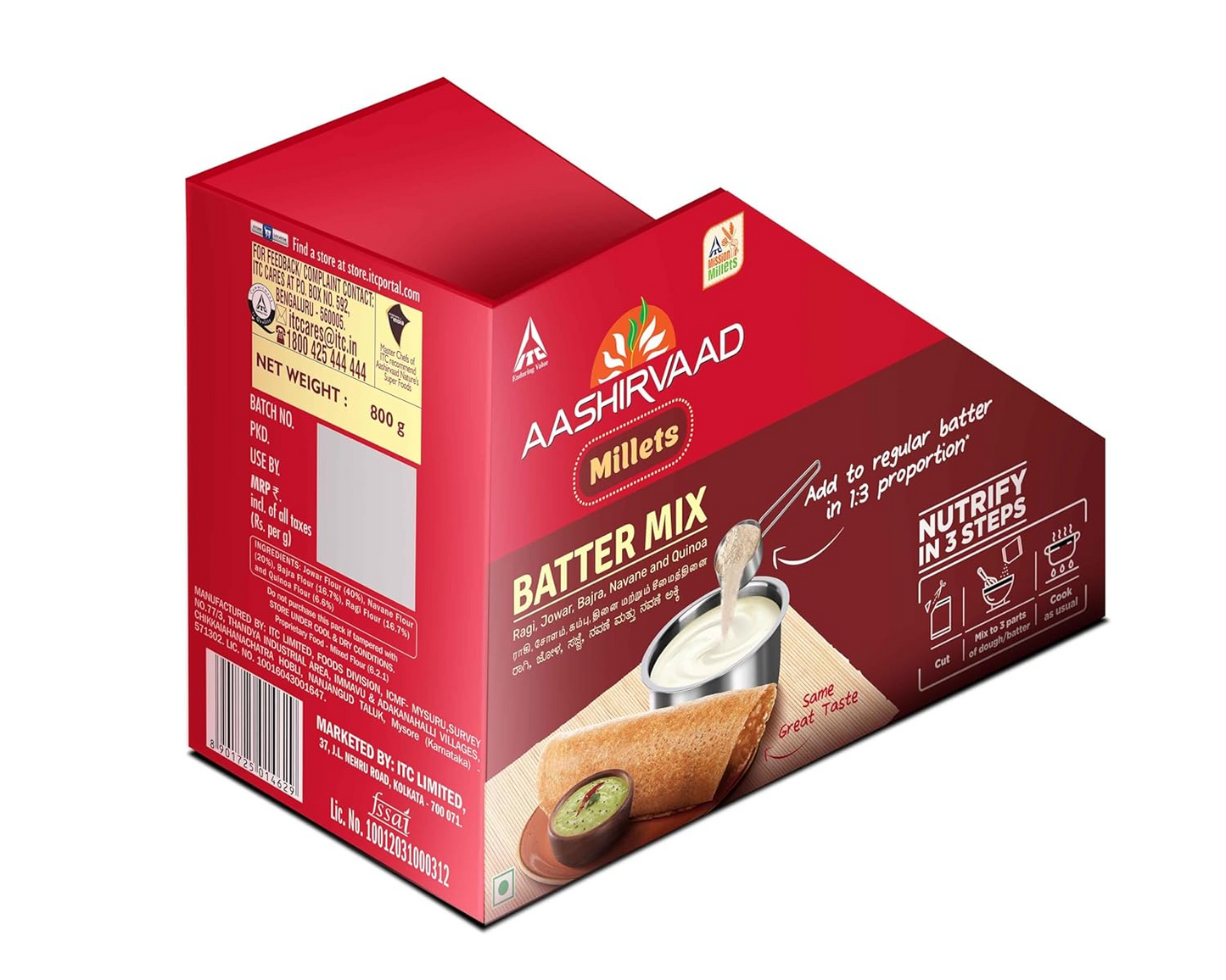 Aashirvaad Millets Batter Mix - Mixed Flour, Rich In Fibre & Protein, 800 g