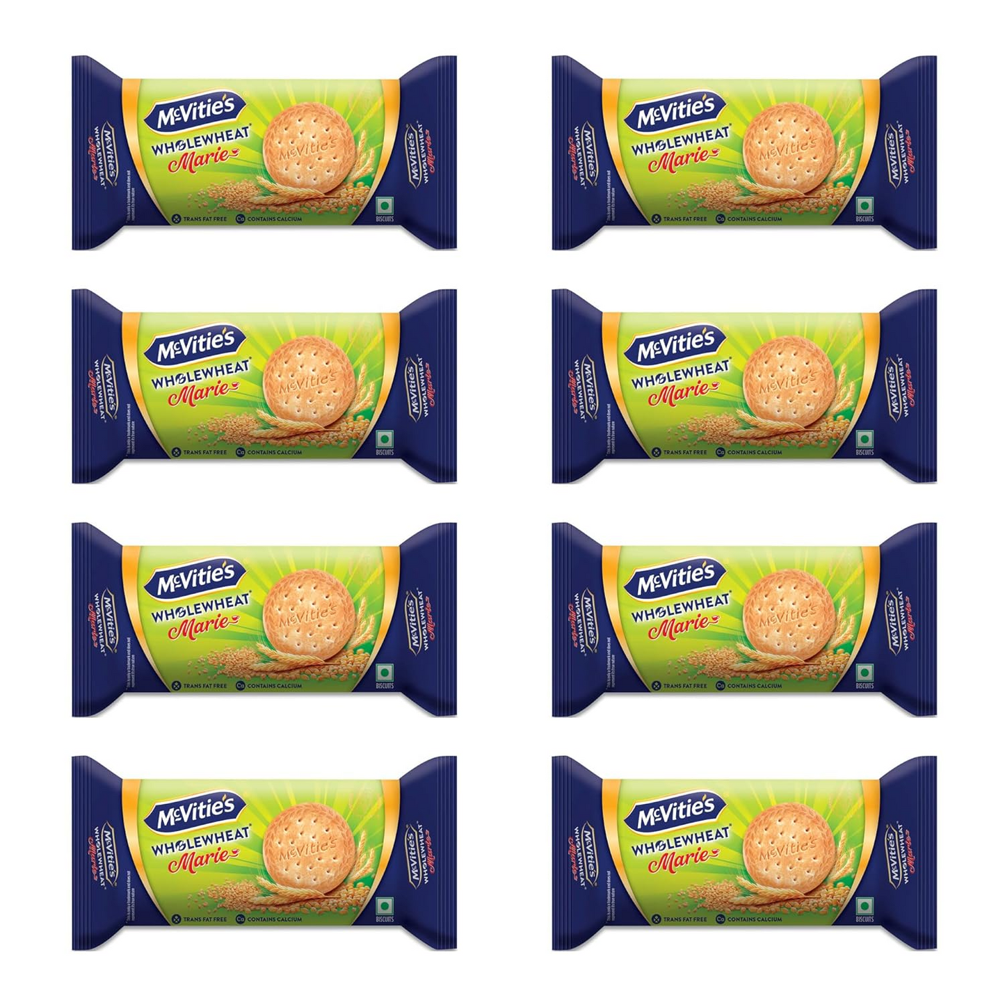 McVitie's Wholewheat Marie Biscuits with Goodness of Calcium, 195g (Pack of 8)