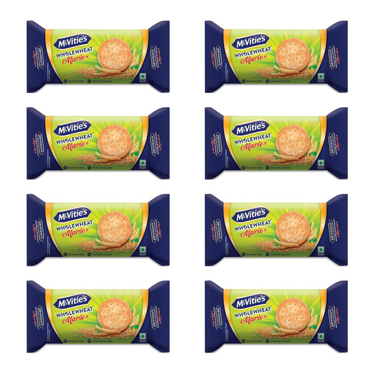 McVitie's Wholewheat Marie Biscuits with Goodness of Calcium, 195g (Pack of 8)