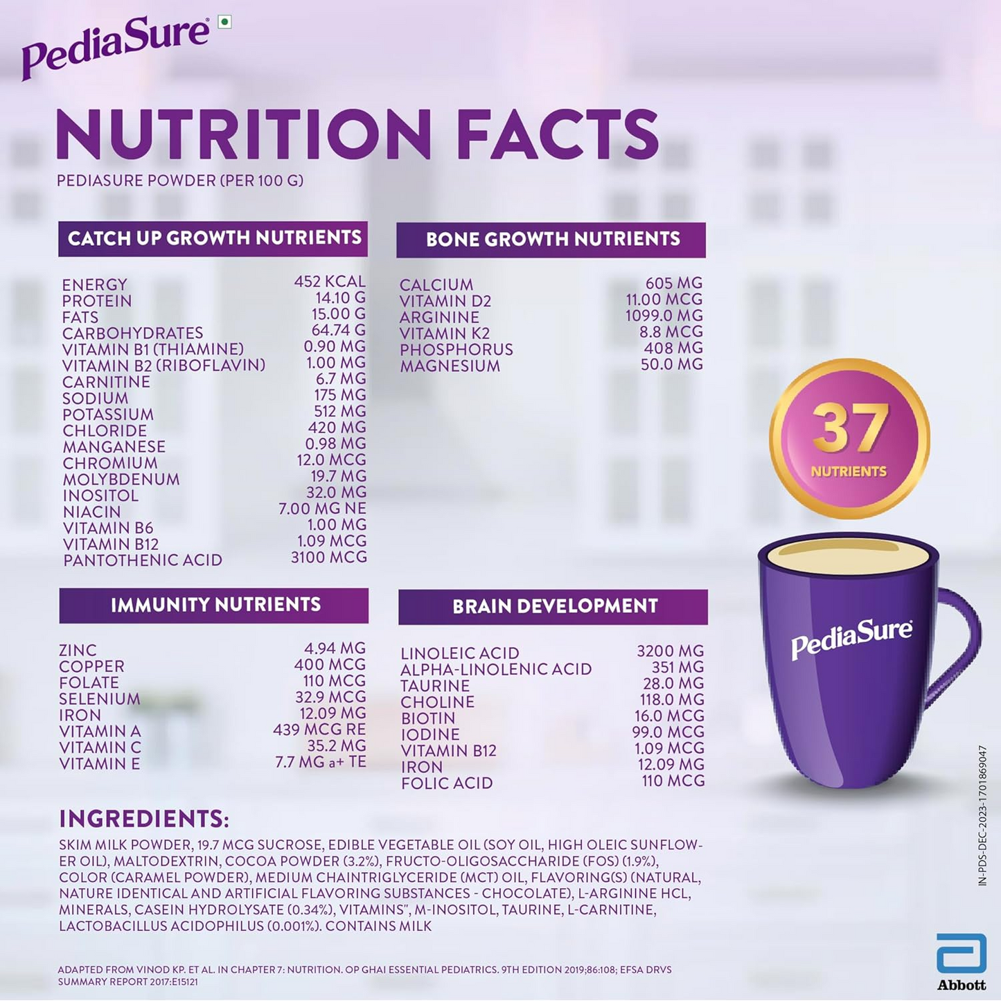 Pediasure Health and Nutrition Drink Powder 1kg, Vanilla, Scientifically Designed Nutrition for Supporting Kids Growth