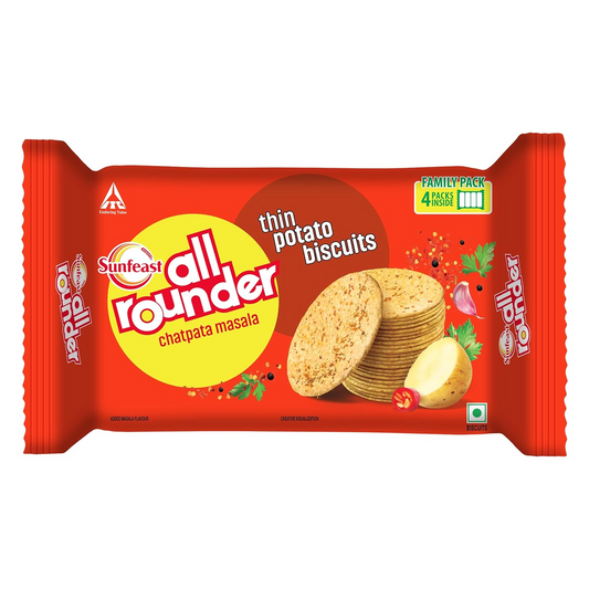 Sunfeast All Rounder, Thin, Light & Crunchy Potato Biscuit with Chatpata Masala Flavour, 282g