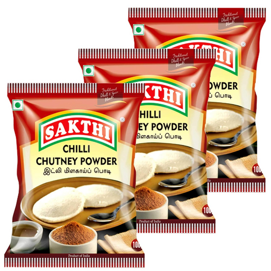 Sakthi Chilli Chutney Powder | Idli Milakai Podi 100g – Pack of 3, Delicious & Spicy Chutney Powder