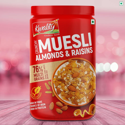 Kwality Muesli Almond, Raisins & Honey 1Kg Jar