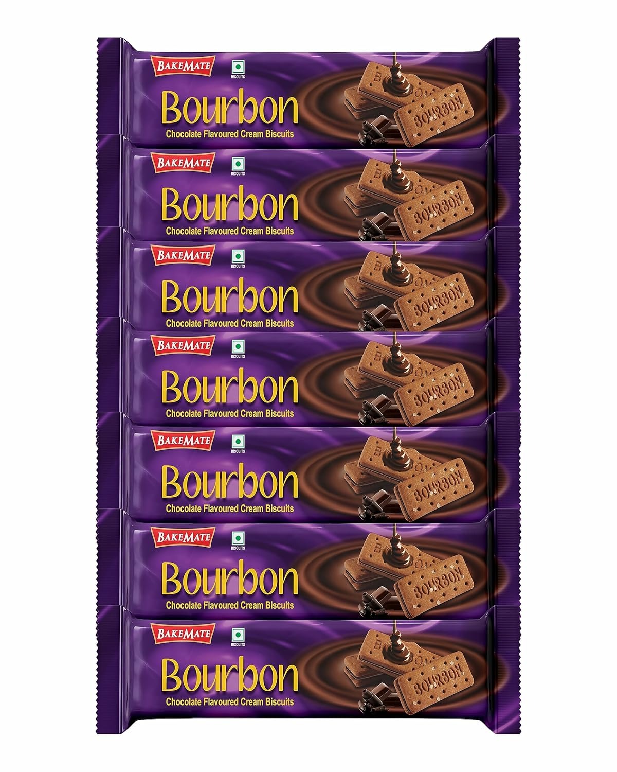 BAKEMATE Bourbon Biscuits Chocolate Cream Filled Combo Pack of 7-135 g Each|Chocolate Flavored Sandwich Biscuits family pack of 945g