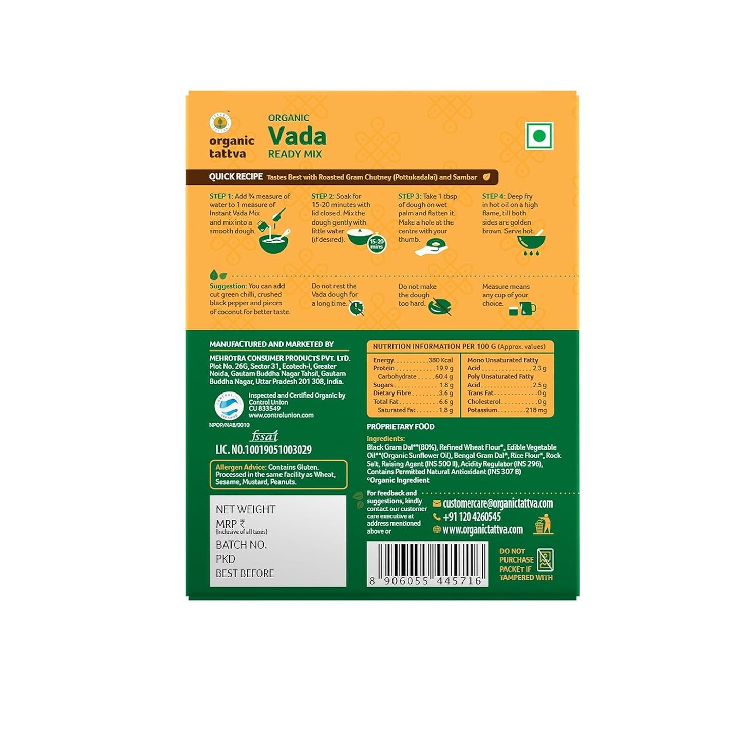 Organic Tattva, Instant Ready to Eat Vada Mix- 200 Gram