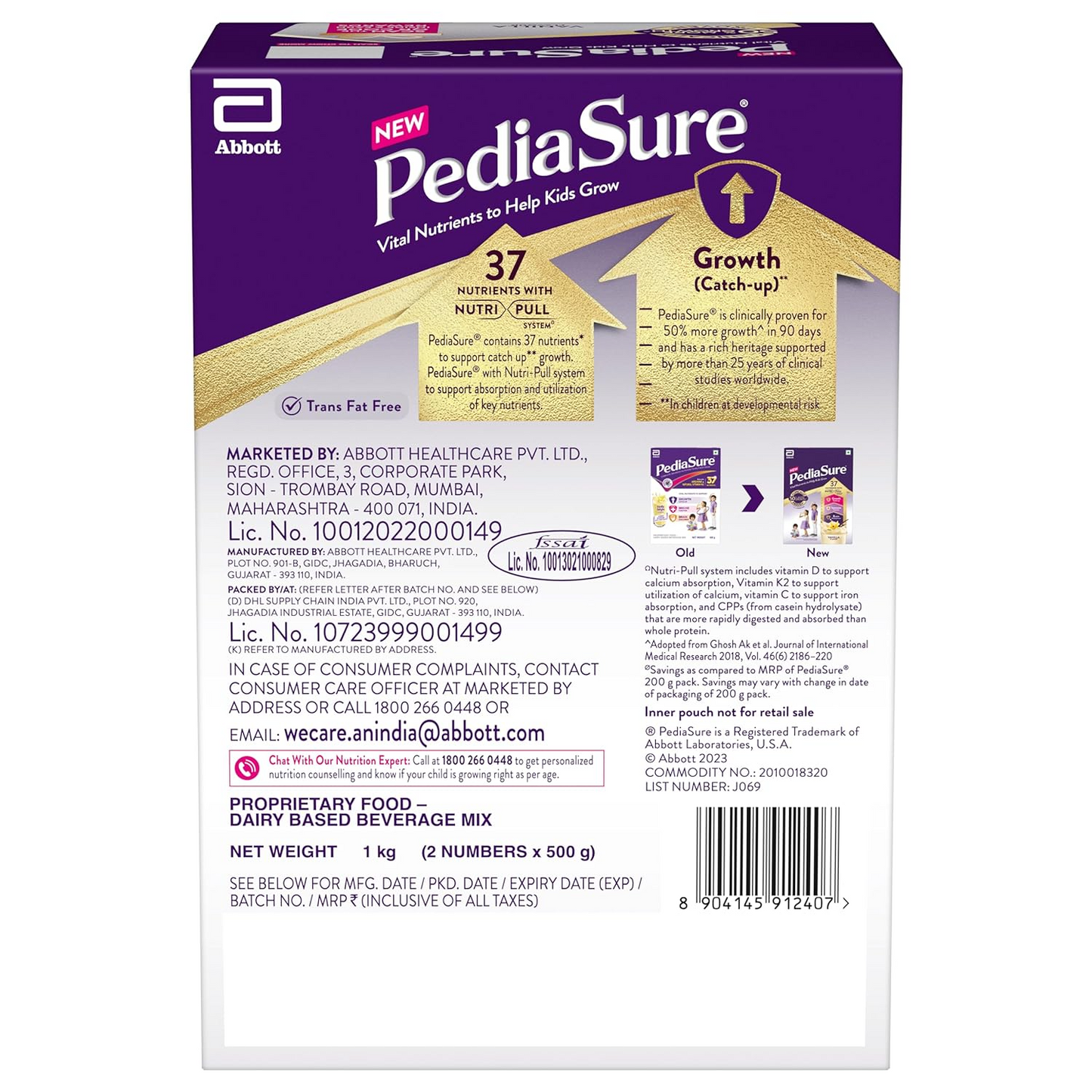 Pediasure Health and Nutrition Drink Powder 1kg, Vanilla, Scientifically Designed Nutrition for Supporting Kids Growth