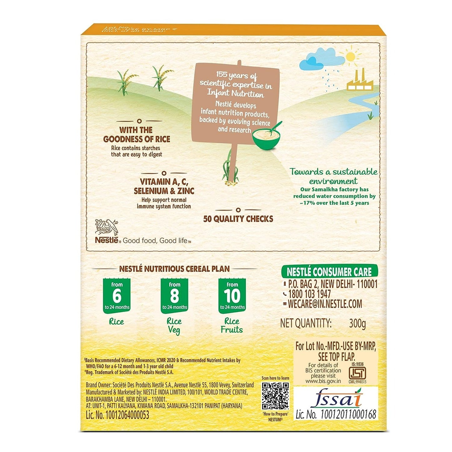 NESTUM Baby Cereal – From 6 to 12 months, Rice, 300g Bag-in-Box Pack