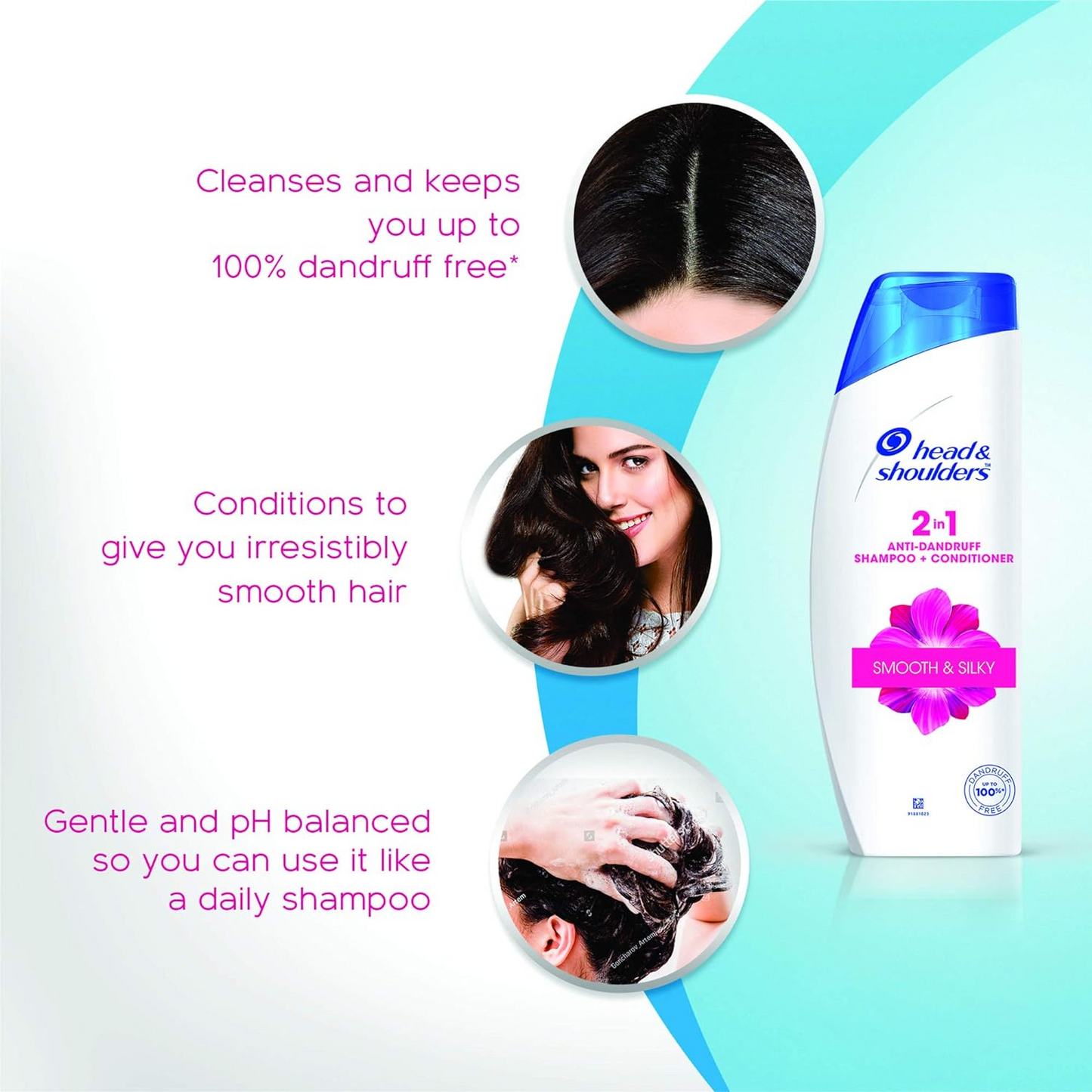 Head & Shoulders 2-In-1 Smooth And Silky Anti Dandruff Shampoo + Conditioner, 180Ml